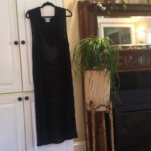 Black Hooded Long Knit Vest